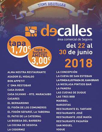 XV Concurso de Tapas DeCalles 2018 en Segovia